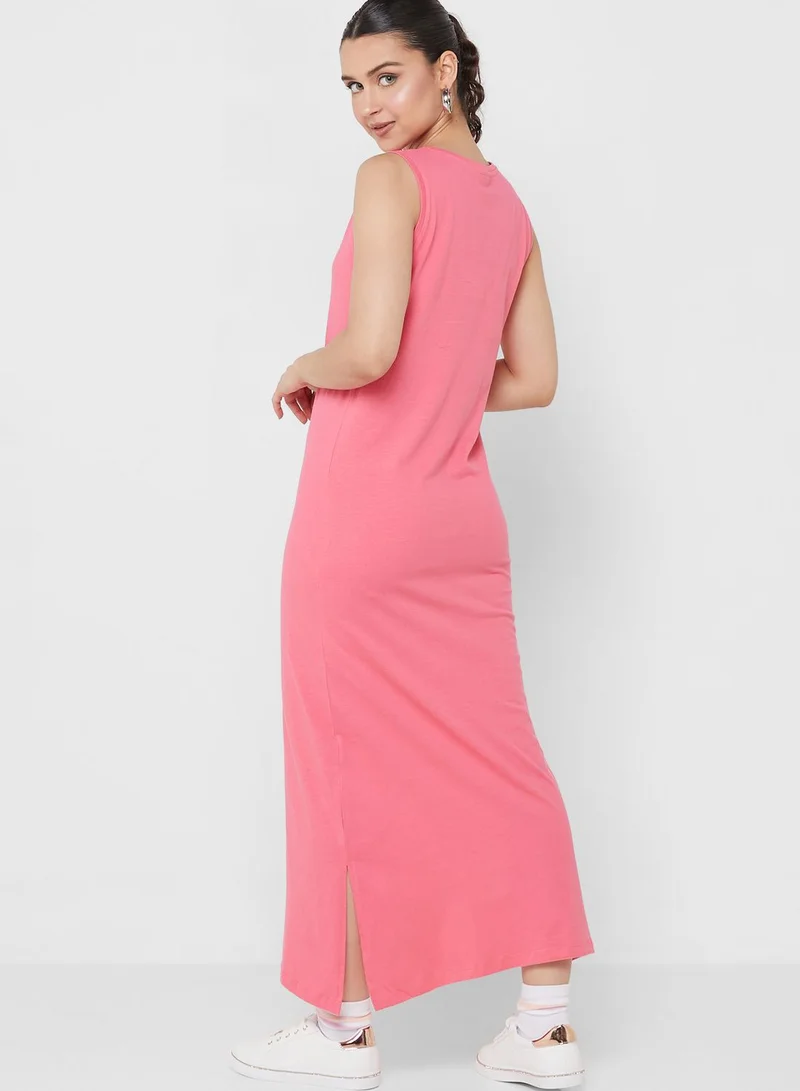Ginger Basics Midi T-Shirt Dress With Slit