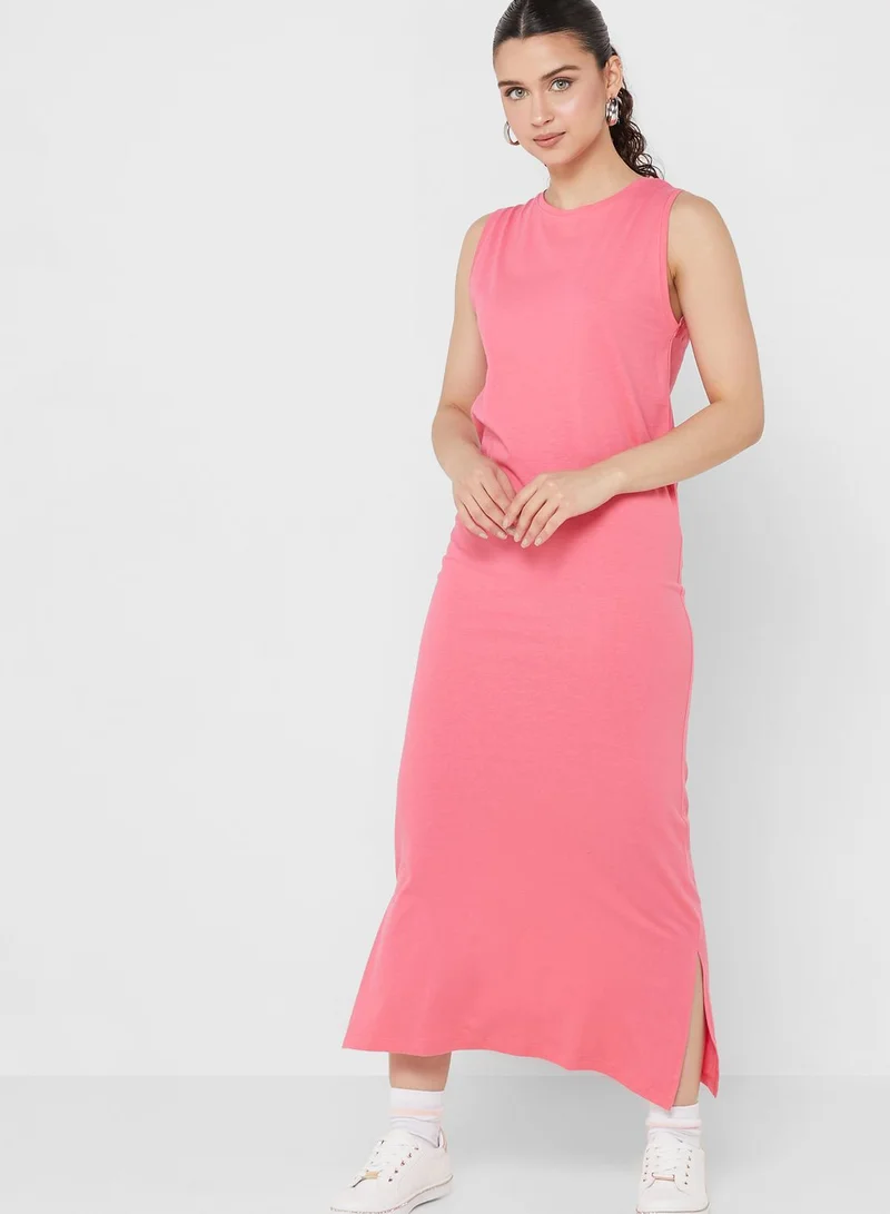 Ginger Basics Midi T-Shirt Dress With Slit