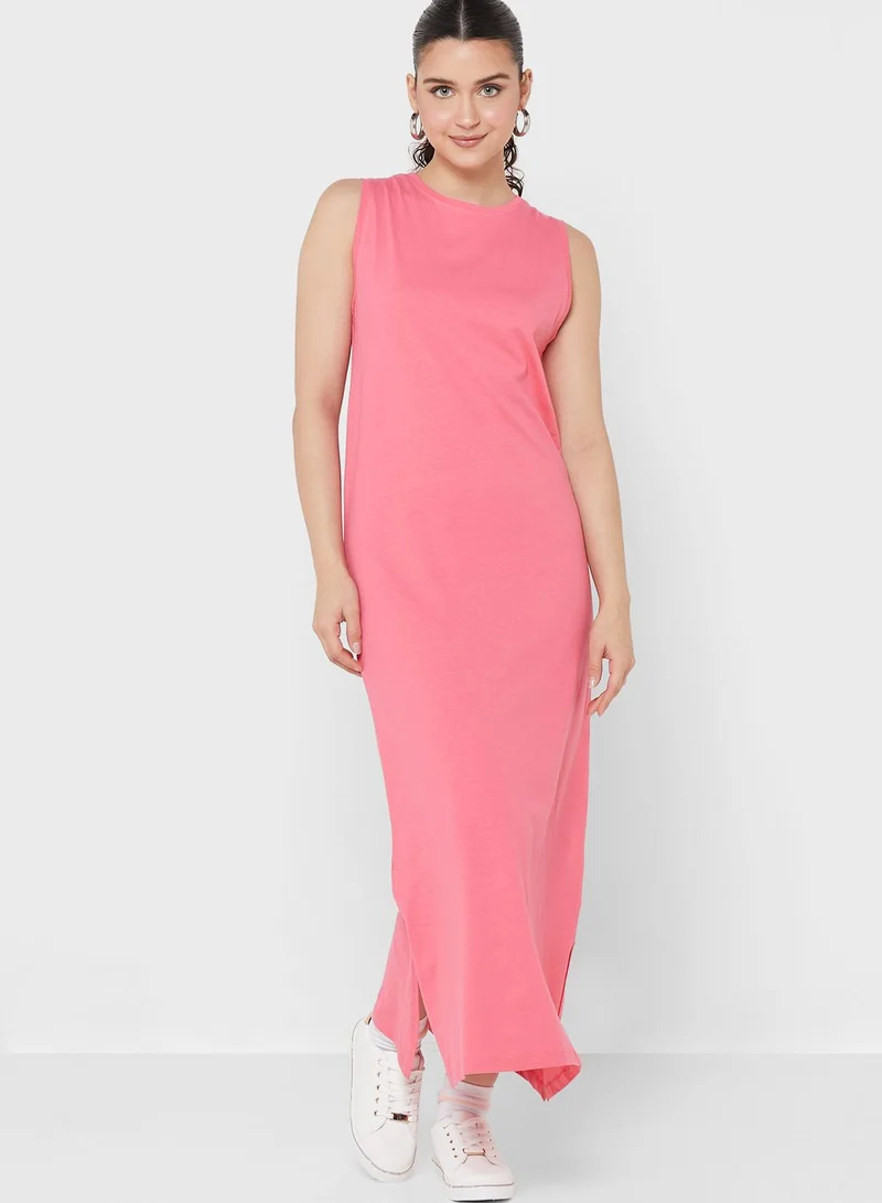 Ginger Basics Midi T-Shirt Dress With Slit