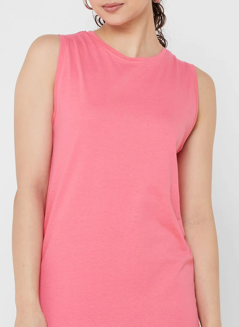 Ginger Basics Midi T-Shirt Dress With Slit