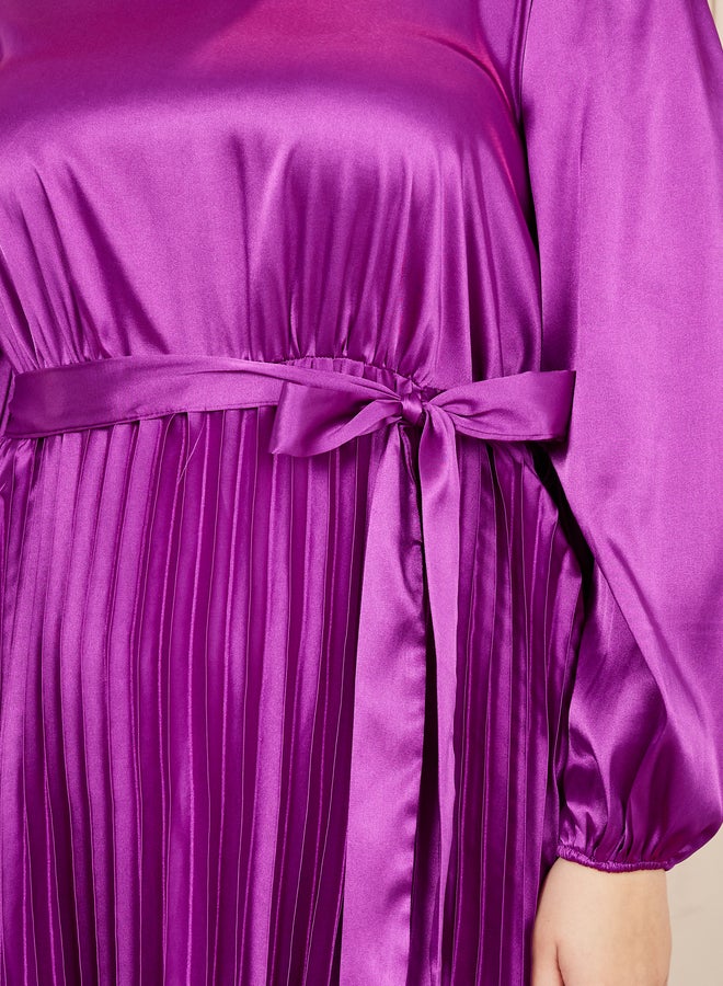 Styli Pleated Satin Dress - Image 3