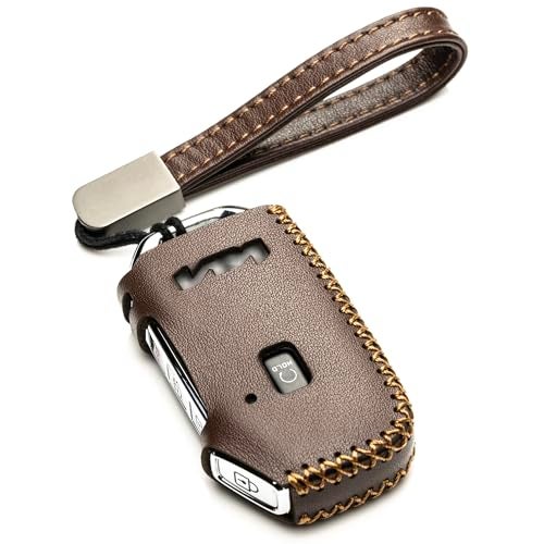 Vitodeco Genuine Leather Smart Key Fob Case Compatible with KIA Soul, Seltos, Sportage, NIRO, Sorento, Telluride, Rio, Forte, K5 2022-2025 New Emblem (5-Button, Brown) - Image 1