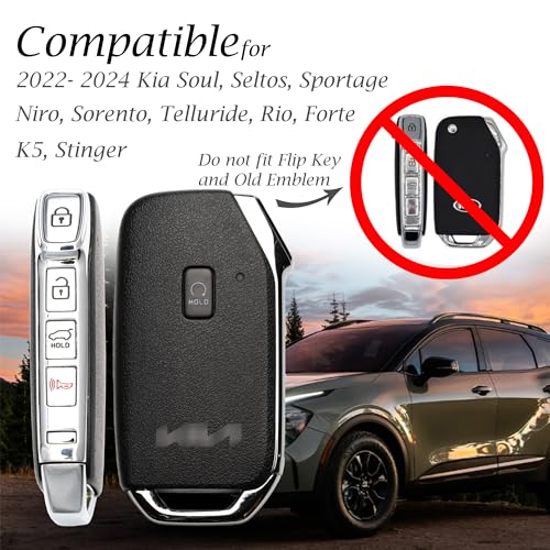 Vitodeco Genuine Leather Smart Key Fob Case Compatible with KIA Soul, Seltos, Sportage, NIRO, Sorento, Telluride, Rio, Forte, K5 2022-2025 New Emblem (5-Button, Brown) - Image 5