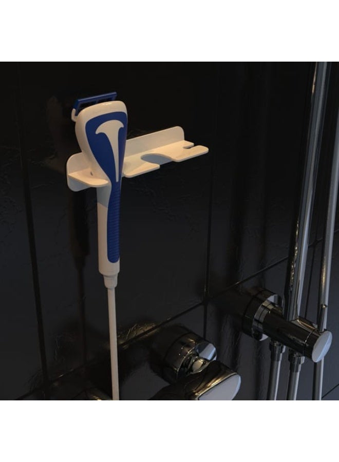 ماكينة حلاقة ذكية متصلة بالماء مع خرطوم - أزرق وأبيض - تصميم مريح للحلاقة الرطبة - Image 5