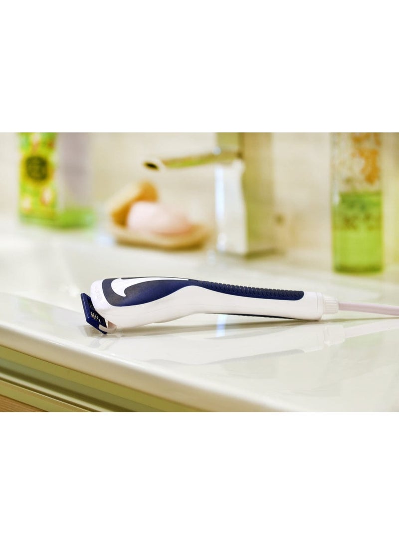 ماكينة حلاقة ذكية متصلة بالماء مع خرطوم - أزرق وأبيض - تصميم مريح للحلاقة الرطبة - Image 2