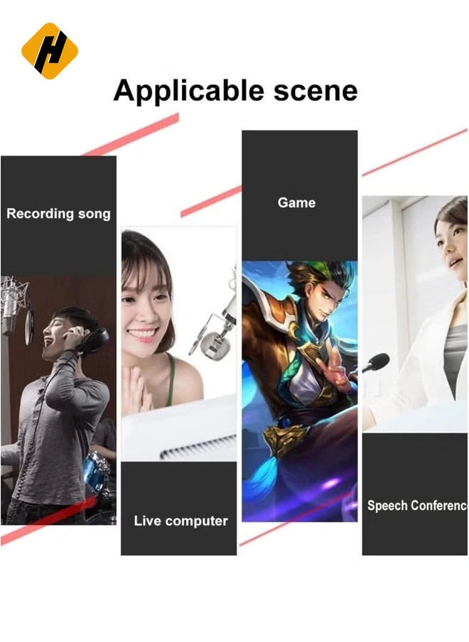 HuHa - V8-Live Sound Card, Audio Mixer USB External Sound Card Headset Microphone Live Sound Card Karaoke for Double Cell Phone Live Computer PC Live Recording Home KTV Voice Chat - Image 1