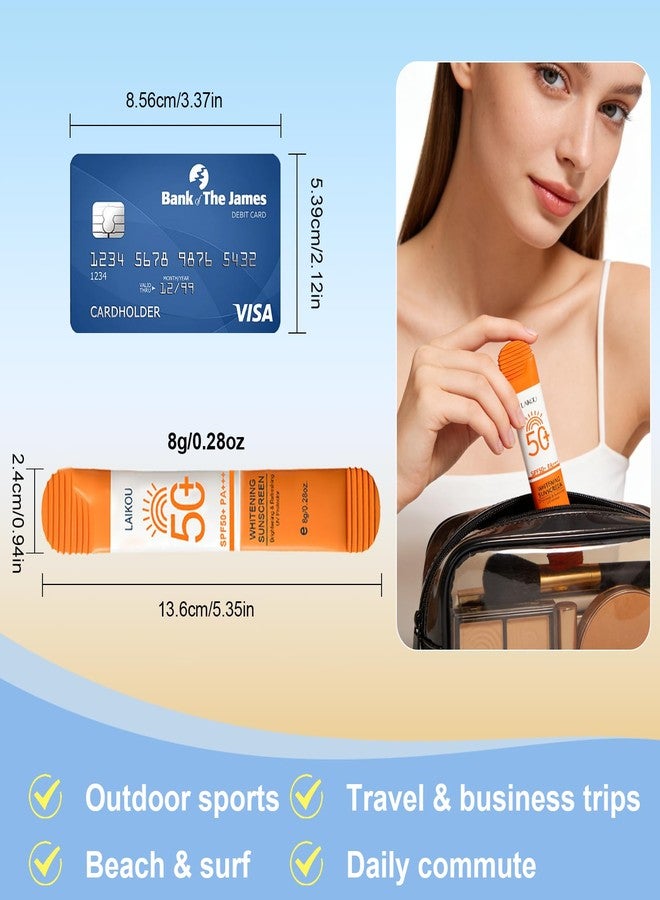 Okerker عبوة من 20 عبوة صغيرة للسفر من واقي الشمس بعامل حماية SPF50+ PA+++ - واقي شمس صغير الحجم للوجه والجسم، خفيف الوزن وغير دهني، مقاوم للماء، مناسب للرياضات الخارجية وهدايا الحفلات، 0.28 أونصة/عبوة - Image 3