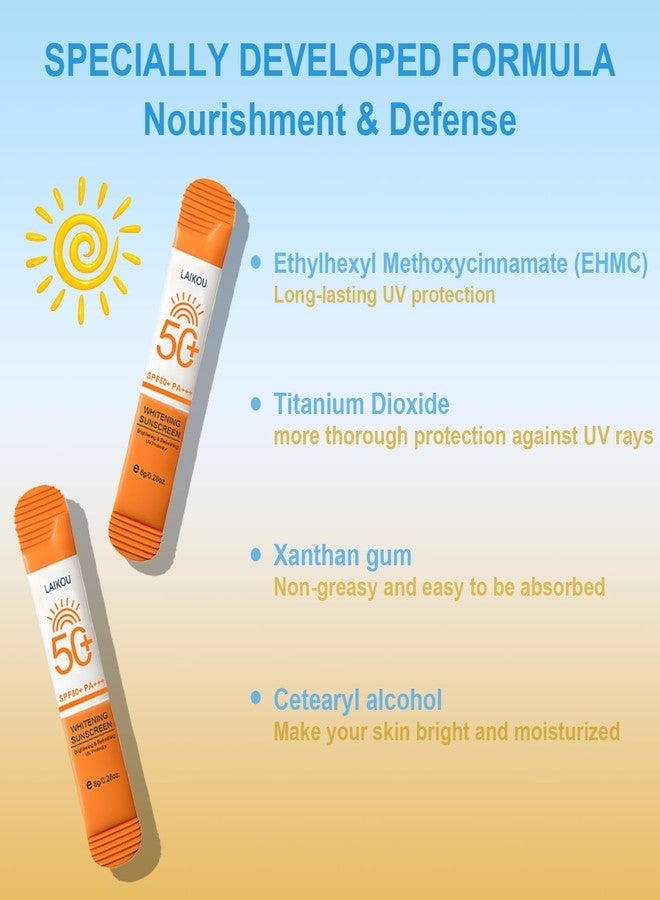 Okerker عبوة من 20 عبوة صغيرة للسفر من واقي الشمس بعامل حماية SPF50+ PA+++ - واقي شمس صغير الحجم للوجه والجسم، خفيف الوزن وغير دهني، مقاوم للماء، مناسب للرياضات الخارجية وهدايا الحفلات، 0.28 أونصة/عبوة - Image 2