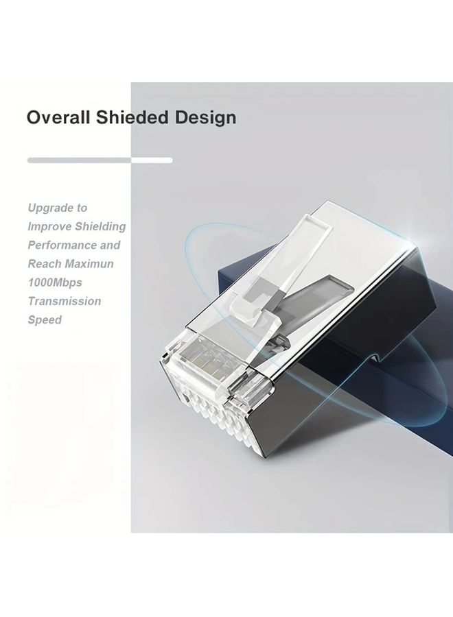 50pcs Gold Plated RJ45 CAT6 Pass Through Connectors For FTP SFTP Ethernet Cable - Image 3