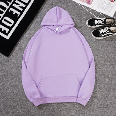 Plain casual hoodie student plus fleece hoodie Hoodies for c Purple 
