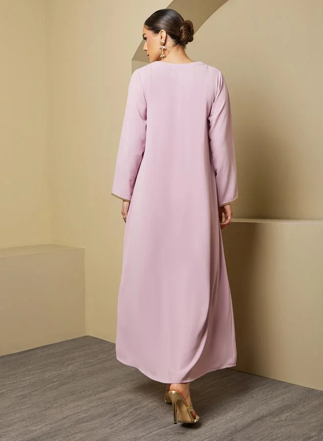 Styli Embroidered V Neck A-Line Jalabiya