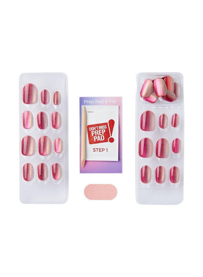 إمبريس أظافر KISS imPRESS بدون غراء، لون FX، "Walk Out"، وردي، مقاس قصير، شكل بيضاوي، تتضمن 30 ظفرًا، ولوحة تحضير، وورقة تعليمات، وعصا مانيكير واحدة، ومبرد صغير واحد - Image 3