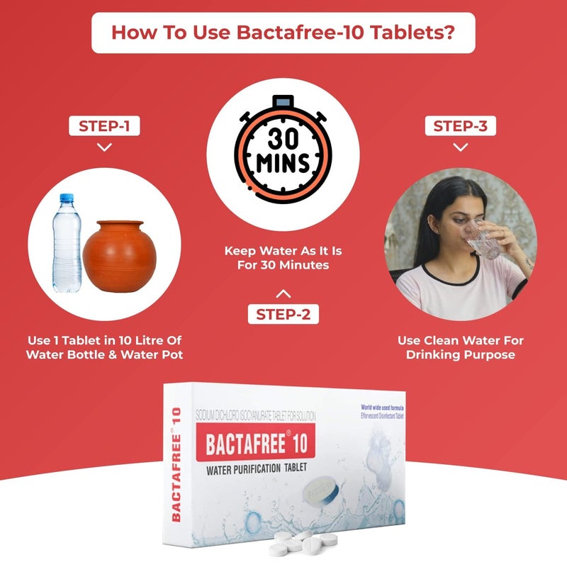 Bactafree Outdoor Travels Water Purification Tablets, 150 Tablet - Emergency Use, Tablet for Water Pot Bottle Camping Travelling Trekking Hiking - Each Tablet Purifies Upto 10 liters Water - Image 5
