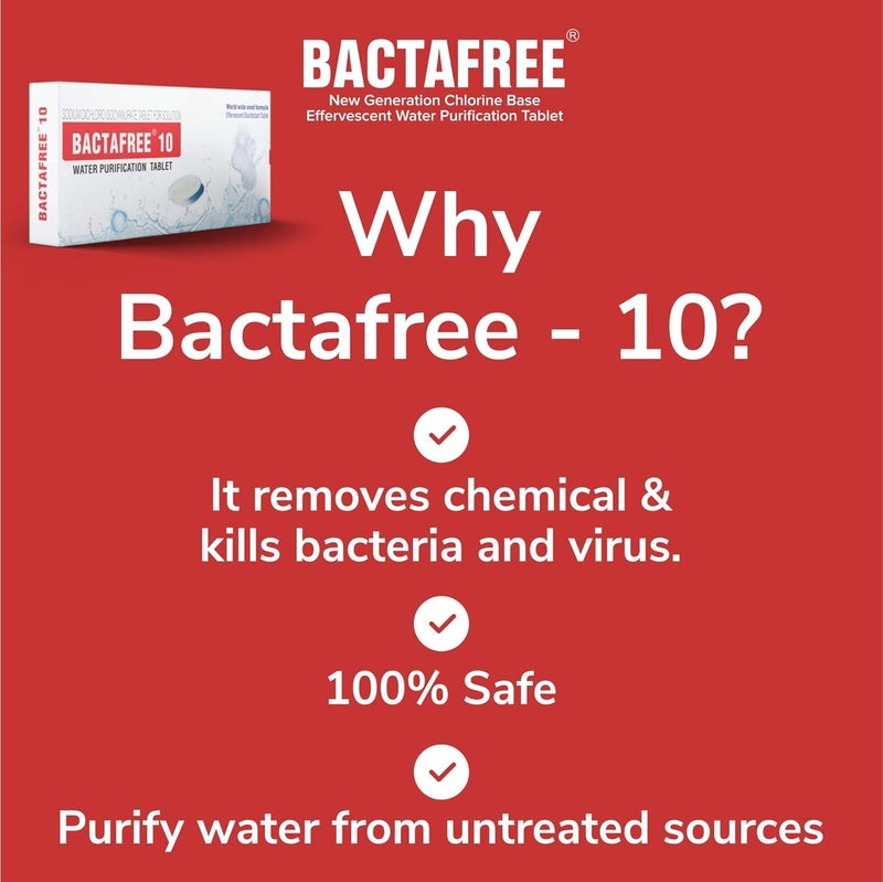 Bactafree Outdoor Travels Water Purification Tablets, 150 Tablet - Emergency Use, Tablet for Water Pot Bottle Camping Travelling Trekking Hiking - Each Tablet Purifies Upto 10 liters Water - Image 4