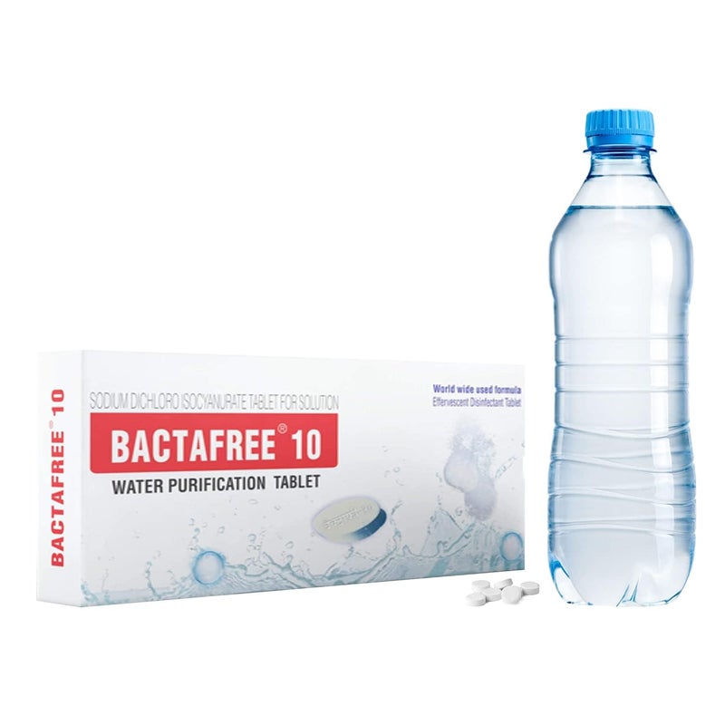 Bactafree Outdoor Travels Water Purification Tablets, 150 Tablet - Emergency Use, Tablet for Water Pot Bottle Camping Travelling Trekking Hiking - Each Tablet Purifies Upto 10 liters Water - Image 1