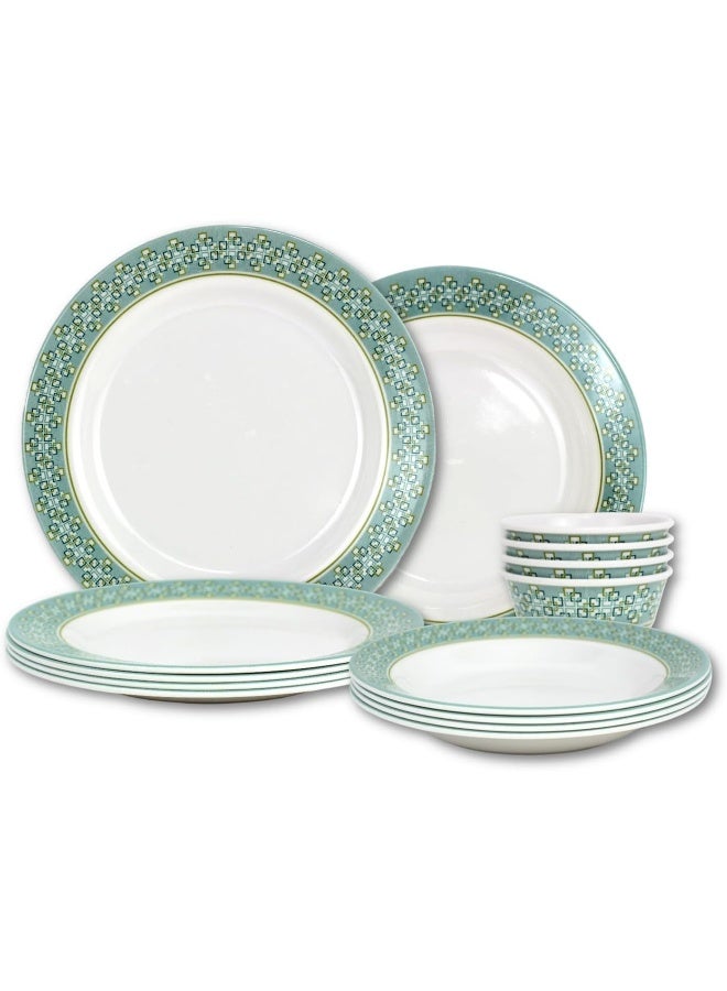Melrich 18 Piece Melamine Dinner Set With 6 X Dinner Plate 6 X Soup Plate 6 X Bowl - Image 1