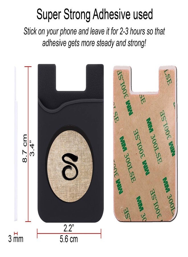 Plan To Gift Set of 3 Cell Phone Card Wallet, Silicone Phone Card Id Cash Wallet with 3M Adhesive Stick-on Alphabet S Cloth Texture Printed Designer Mobile Wallet for Your Phone & Tablet - Image 2