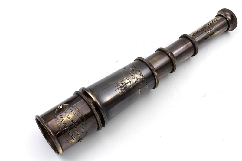 OCEAN REPLICAS 1920 Brass Maritime Vintage Telescope – Handheld Pirate Spyglass with Authentic Pure Leather Case – Nautical Monocular for Collectors, Hiking, Gift Décor – 15” Expandable - Image 4