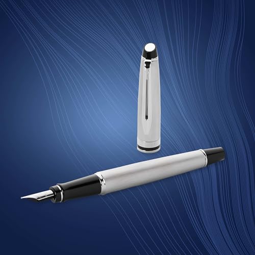 Waterman Expert Fountain Pen, Stainless Steel with Chrome Trim, Medium Nib with Blue Ink Cartridge, Gift Box - Image 5
