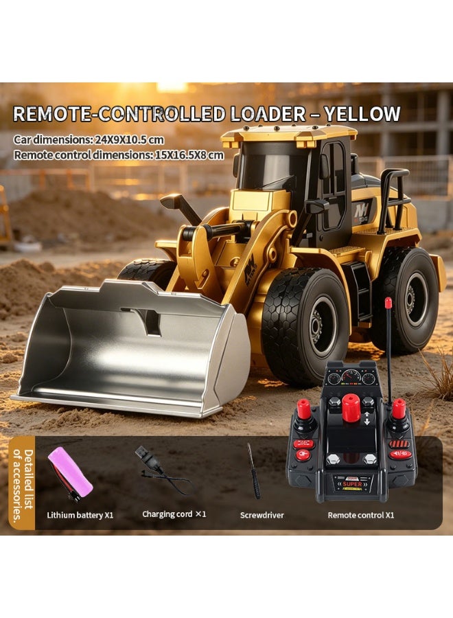 Remote Control Bulldozer 1:20 Scale 9 Channel Construction Toy with Dozer Blade Lift Lights Sound Effects Gift for Boys - Image 1