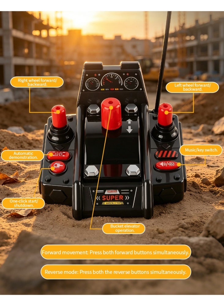Remote Control Bulldozer 1:20 Scale 9 Channel Construction Toy with Dozer Blade Lift Lights Sound Effects Gift for Boys - Image 5