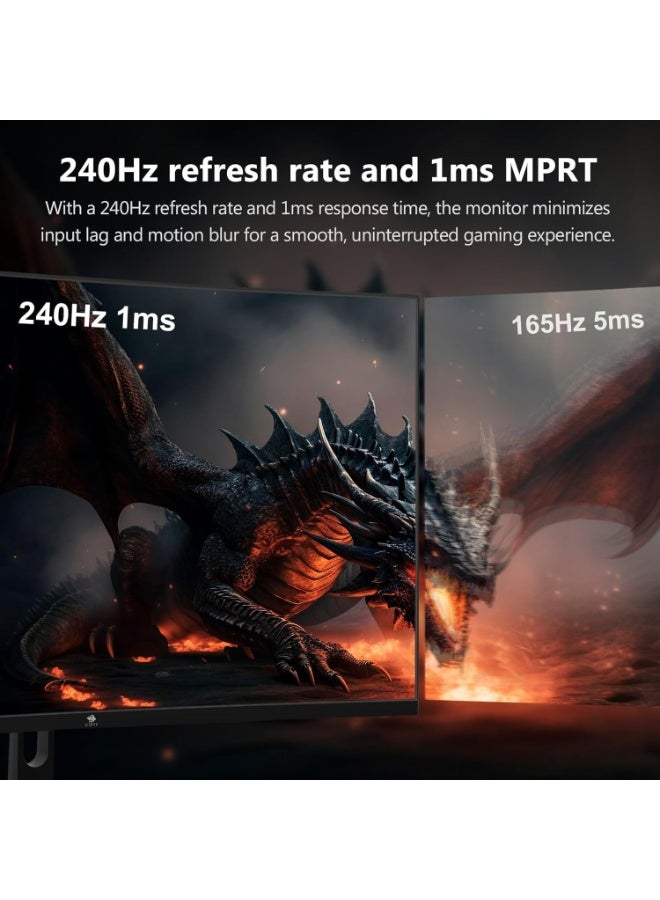 Z-EDGE 32-inch Curved Gaming Monitor - 16:9 Full HD 1920x1080, 240Hz High Refresh Rate, 1ms Ultra - Fast Response Time, Frameless, AMD FreeSync Premium - DisplayPort & HDMI Ports - Image 2