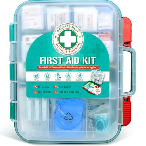General Medi 420 Pieces Professional First Aid Kit - HardCase First Aid Box - Contains Premium Medical Supplies for Travel, Home, Office, Vehicle, Camping, Workplace & Outdoor - Image 1