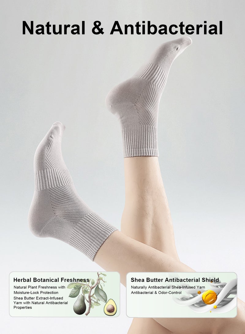 infino جوارب رجالية قطنية متوسطة بمقاس 10A مضادة للبكتيريا وذات تهوية - 95% قطن، بدون خياطة للأصابع (5 أزواج، ألوان متنوعة) - Image 4