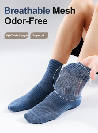 Men's Mid-Crew Cotton Socks Breathable Mesh - 100% Cotton, Seamless Toe Design for All-Day Comfort (5-Pack, Assorted Colors) - view 5