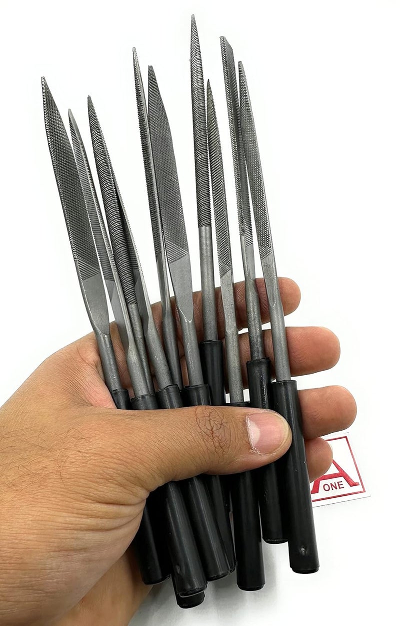 Aone File Set 18cm x 10pc with Grip Multipurpose for Filing, Shaping, Grinding on Gold, Silver, Soft Metal, Wood, Plastic,etc for Jewellery Making, Watchmaking, Model Making & Hobby Crafts DIY - Image 4