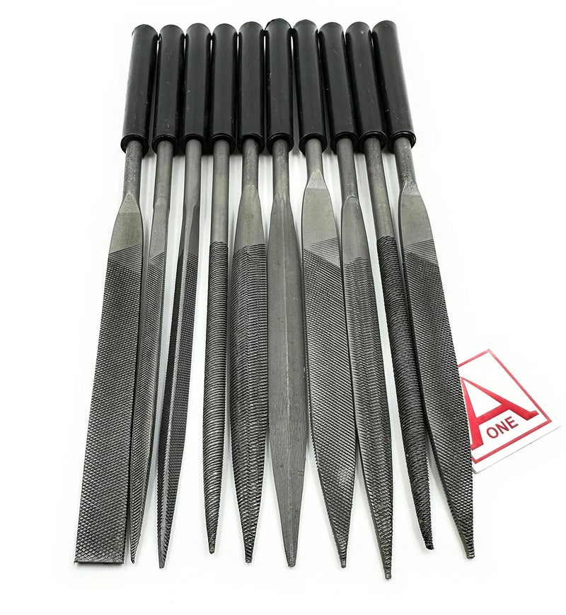 Aone File Set 18cm x 10pc with Grip Multipurpose for Filing, Shaping, Grinding on Gold, Silver, Soft Metal, Wood, Plastic,etc for Jewellery Making, Watchmaking, Model Making & Hobby Crafts DIY - Image 2