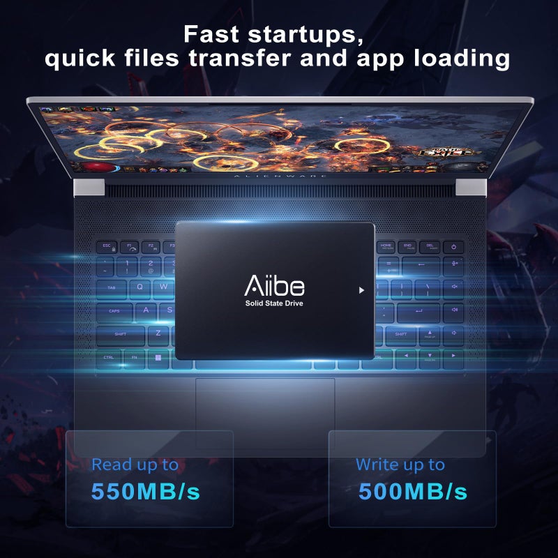 Aiibe 512GB Internal Solid State Drive SATA III SSD 512GB 2.5â€ SSD Drive Internal Up to 550MB/s for Computer Laptop (Black) - Image 3