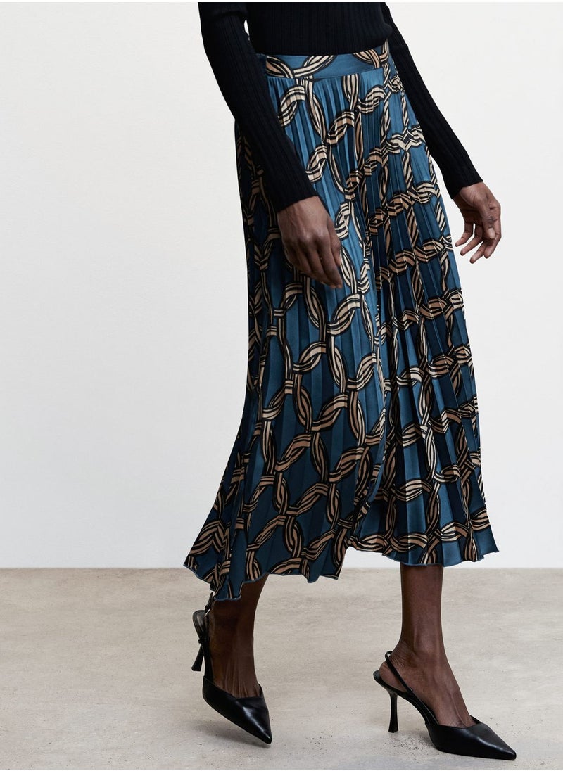 MANGO - High Waist Plisse Skirt - Image 1