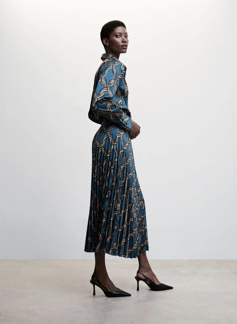 MANGO High Waist Plisse Skirt
