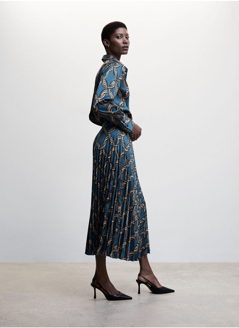 MANGO - High Waist Plisse Skirt - Image 1