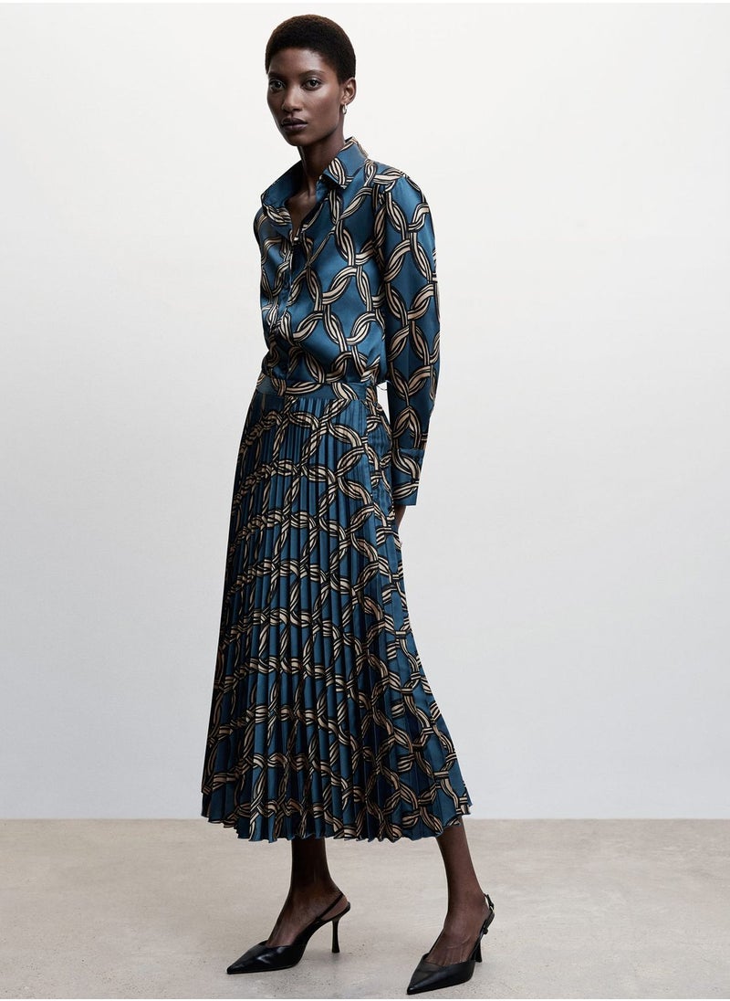MANGO - High Waist Plisse Skirt - Image 1