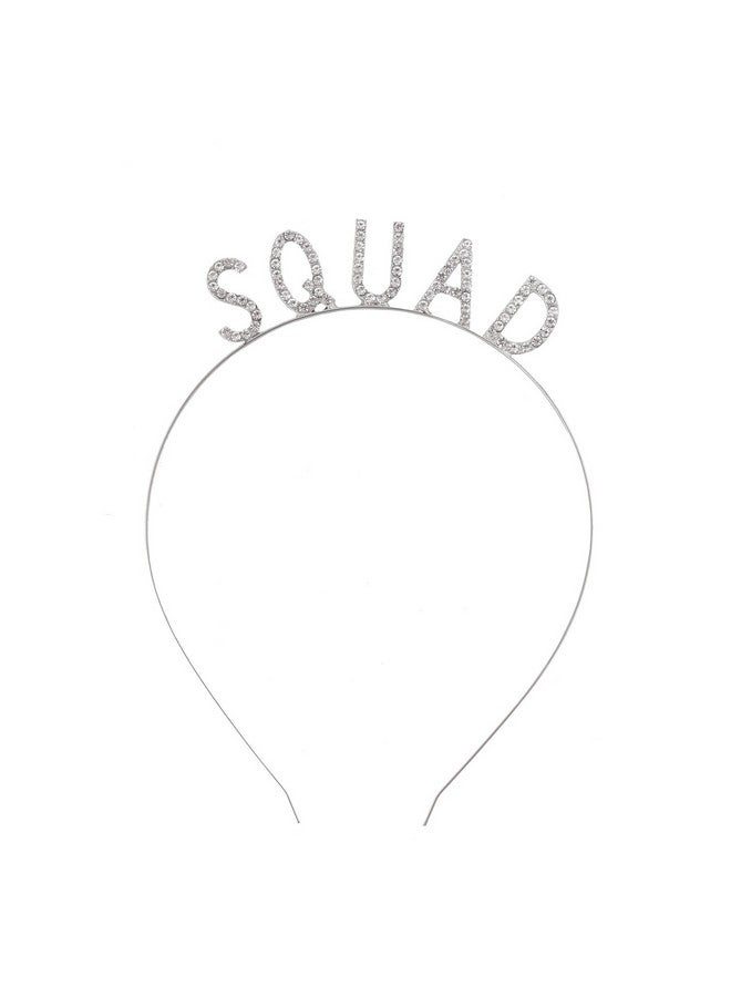 DAXI Bride Squad Headbands Rhinestone Bridal Shower Tiaras Bachelorette Party Crowns Bridesmaids Accessories (Silver) - Image 2