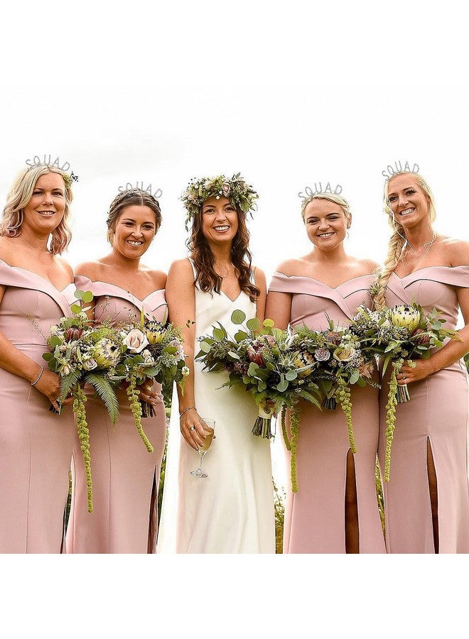 DAXI Bride Squad Headbands Rhinestone Bridal Shower Tiaras Bachelorette Party Crowns Bridesmaids Accessories (Silver) - Image 4