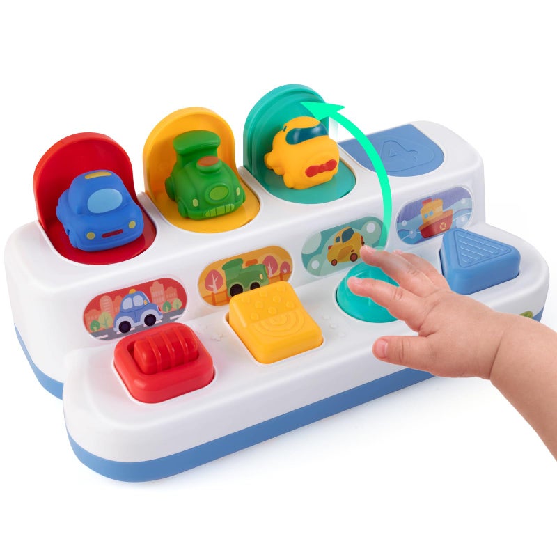 Tovol Zerky Interactive Cause & Effect Pop Up Vehicle Toys for Toddlers 1-3 Years, Sensory Montessori Toys for Infants 8-12 Months, Fun Hide and Seek Play for Boy Girl - Image 1