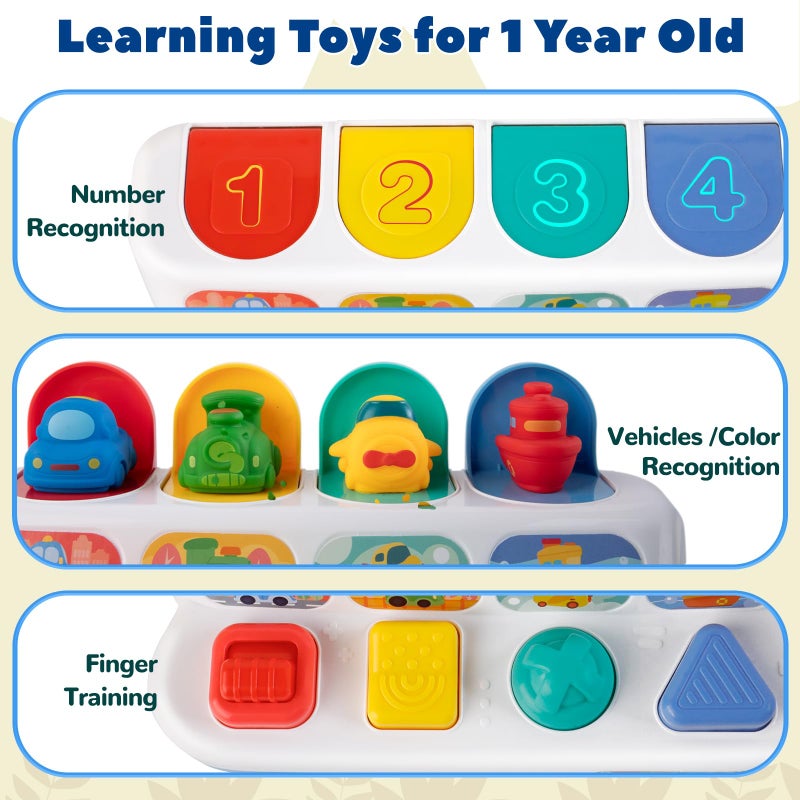 Tovol Zerky Interactive Cause & Effect Pop Up Vehicle Toys for Toddlers 1-3 Years, Sensory Montessori Toys for Infants 8-12 Months, Fun Hide and Seek Play for Boy Girl - Image 4