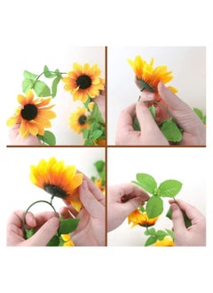 KASTWAVE Artificial Sunflower Garlands, 8Pcs 62FT Silk Yellow Sunflower Vines with Green Leaves Sunflower Garland, for Room Decor Party, Hanging Sunflower Garlands Floral for Wedding Party Home Décor  - Image 4