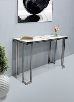 VANITY LIVING VANITY LIVING Sepano Marble Glass Console Table – Elegant and Modern Accent Piece  - Image 2