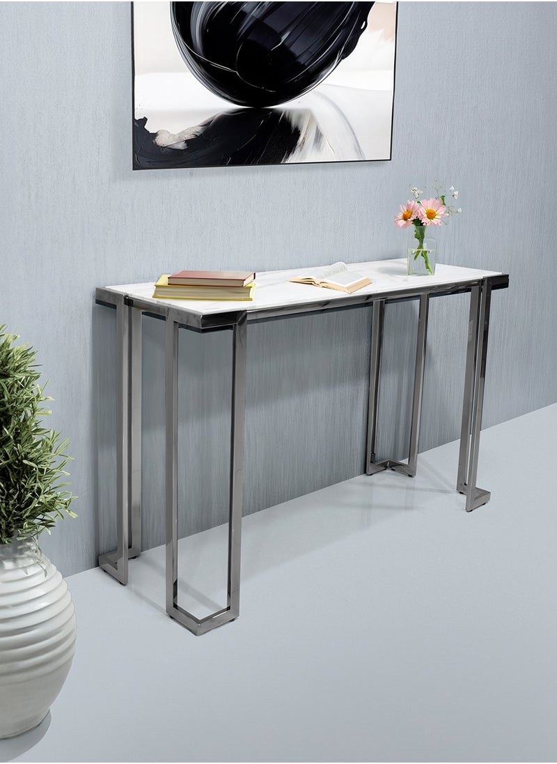 VANITY LIVING VANITY LIVING Sepano Marble Glass Console Table – Elegant and Modern Accent Piece  - Image 2