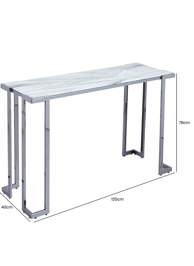 VANITY LIVING VANITY LIVING Sepano Marble Glass Console Table – Elegant and Modern Accent Piece  - Image 3