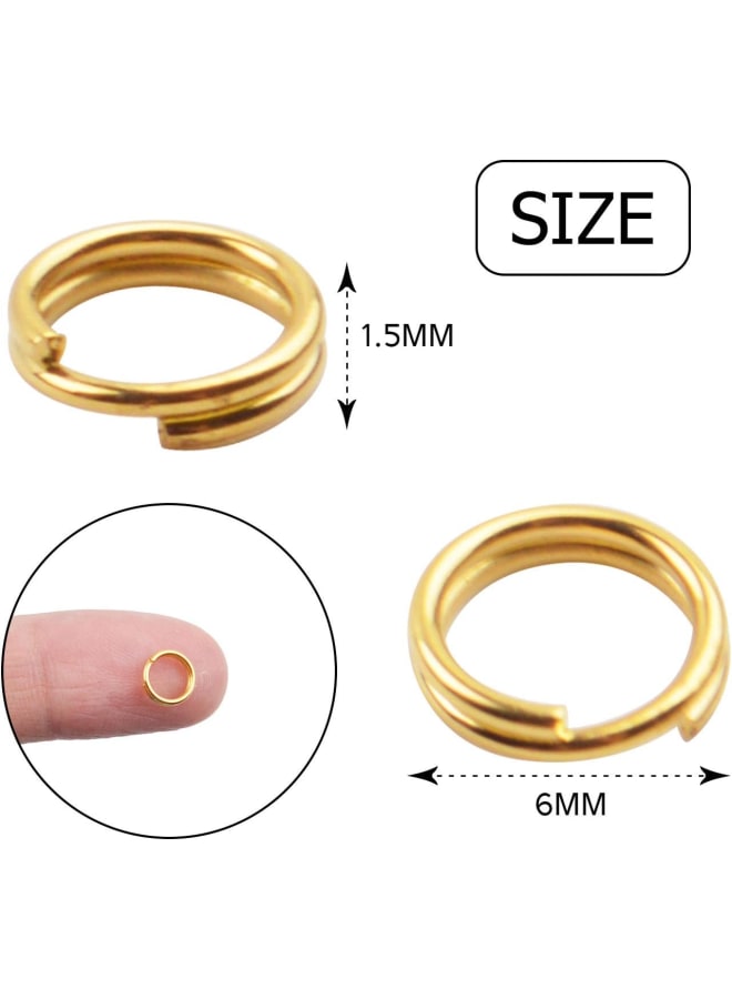 Jump Rings, 500 Pieces Golden Double Loop Round Split Rings Small Key Chain Hoops for Key Charms Jewelry Making, 6mm - Image 3