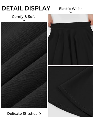 BOOPH Kids Girls Skirt Casual Mini Flare Plain Pleated Skater Uniform Skirts 10-11 Years Black - Image 2