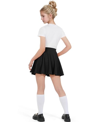 BOOPH Kids Girls Skirt Casual Mini Flare Plain Pleated Skater Uniform Skirts 10-11 Years Black - Image 4