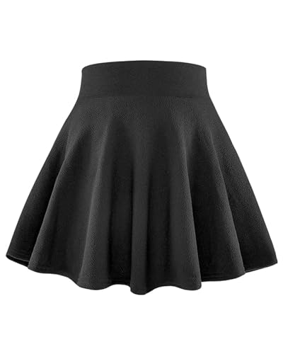 BOOPH Kids Girls Skirt Casual Mini Flare Plain Pleated Skater Uniform Skirts 10-11 Years Black - Image 1