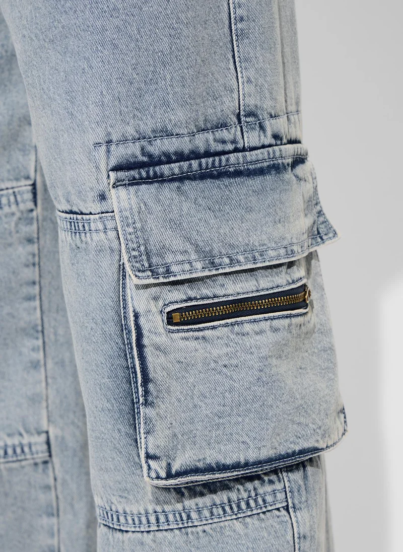The Souled Store  The Souled Store Men Denims Arctic Solid Oversized Cargo Jeans for Men | Best Price UAE