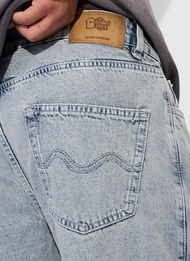 The Souled Store  The Souled Store Men Denims Arctic Solid Oversized Cargo Jeans for Men | Best Price UAE